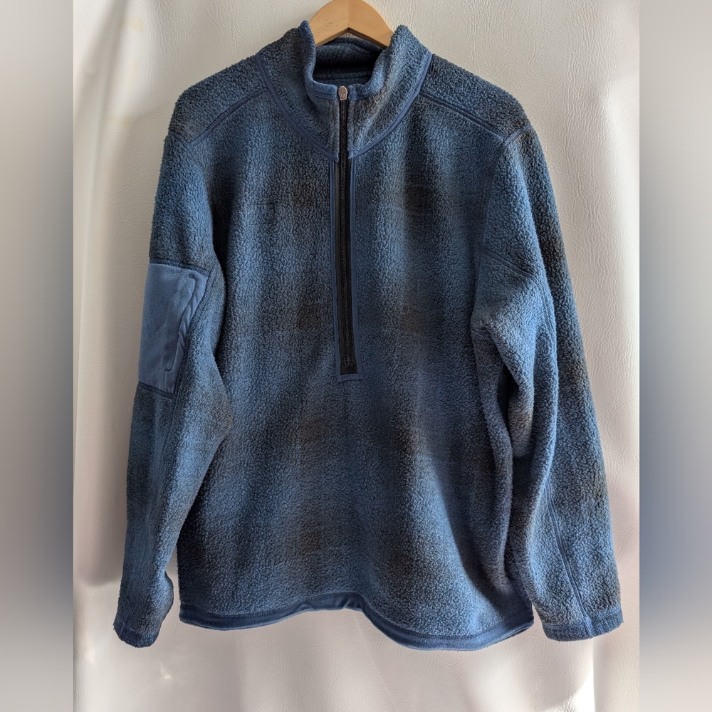The North Face Fleece Blue Plaid 1/4 Zip Pullover Zippered Pocket -  XL - Picture 15 of 16